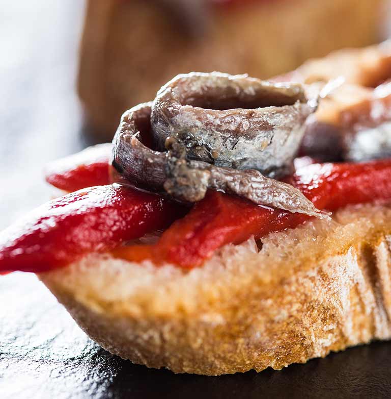 anchoas con pimientos